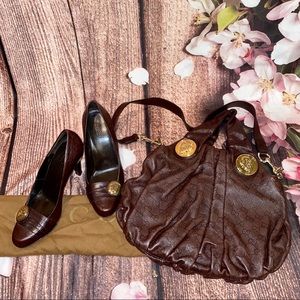 Gucci Brown Handbag With Shoes Set